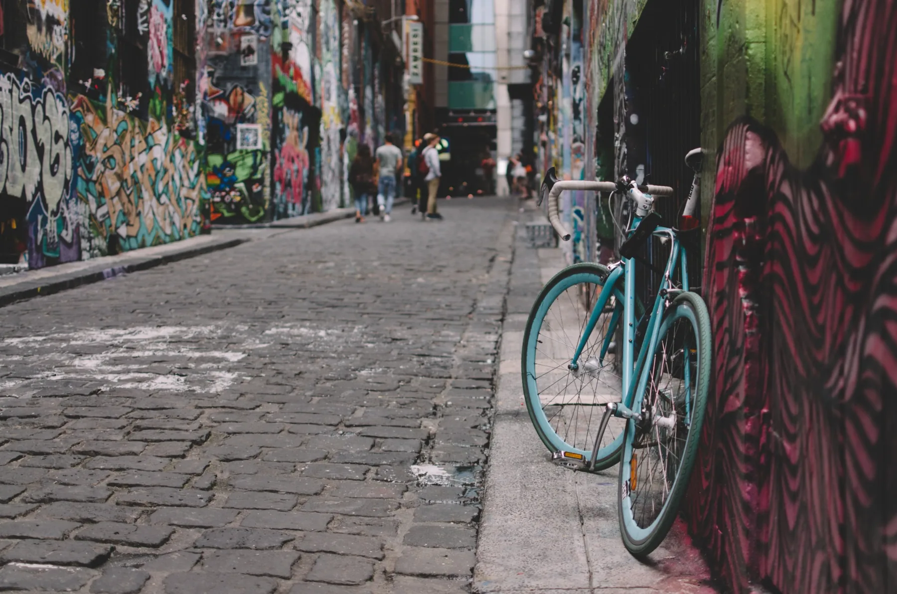 Bicycle on a quiet cobblestone city lane