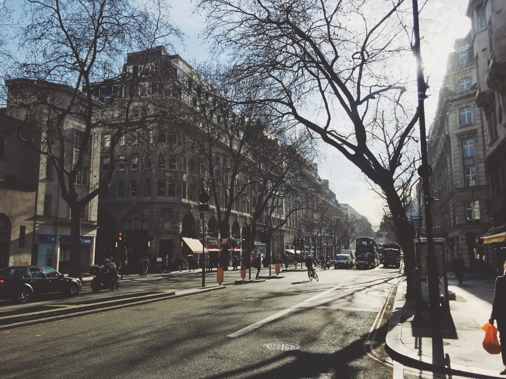 Quiet city street in late afternoon